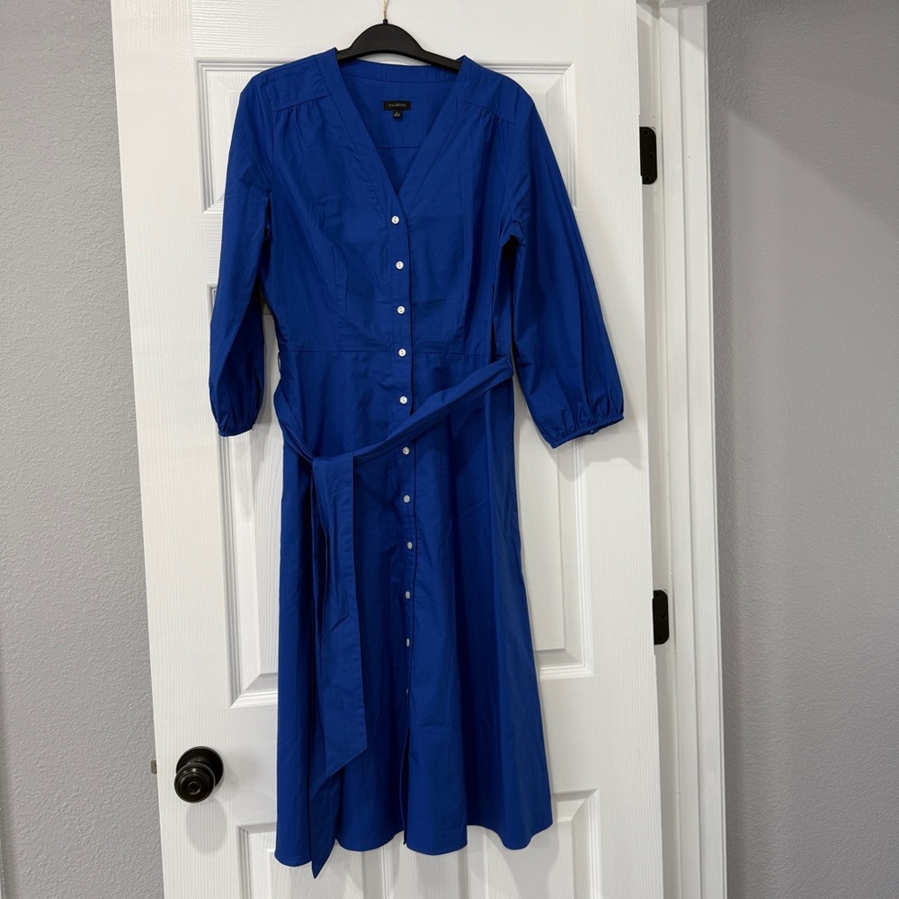 Talbots Cobalt Blue Shirtdress – 100% Cotton, Size 6, With Pockets